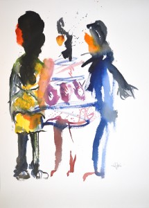 „Beach road“,  acrylic on paper 76 x 56  cm. Price 360 €