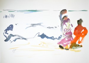 „Beach road“,  acrylic on paper 76 x 56  cm. Price 360 €